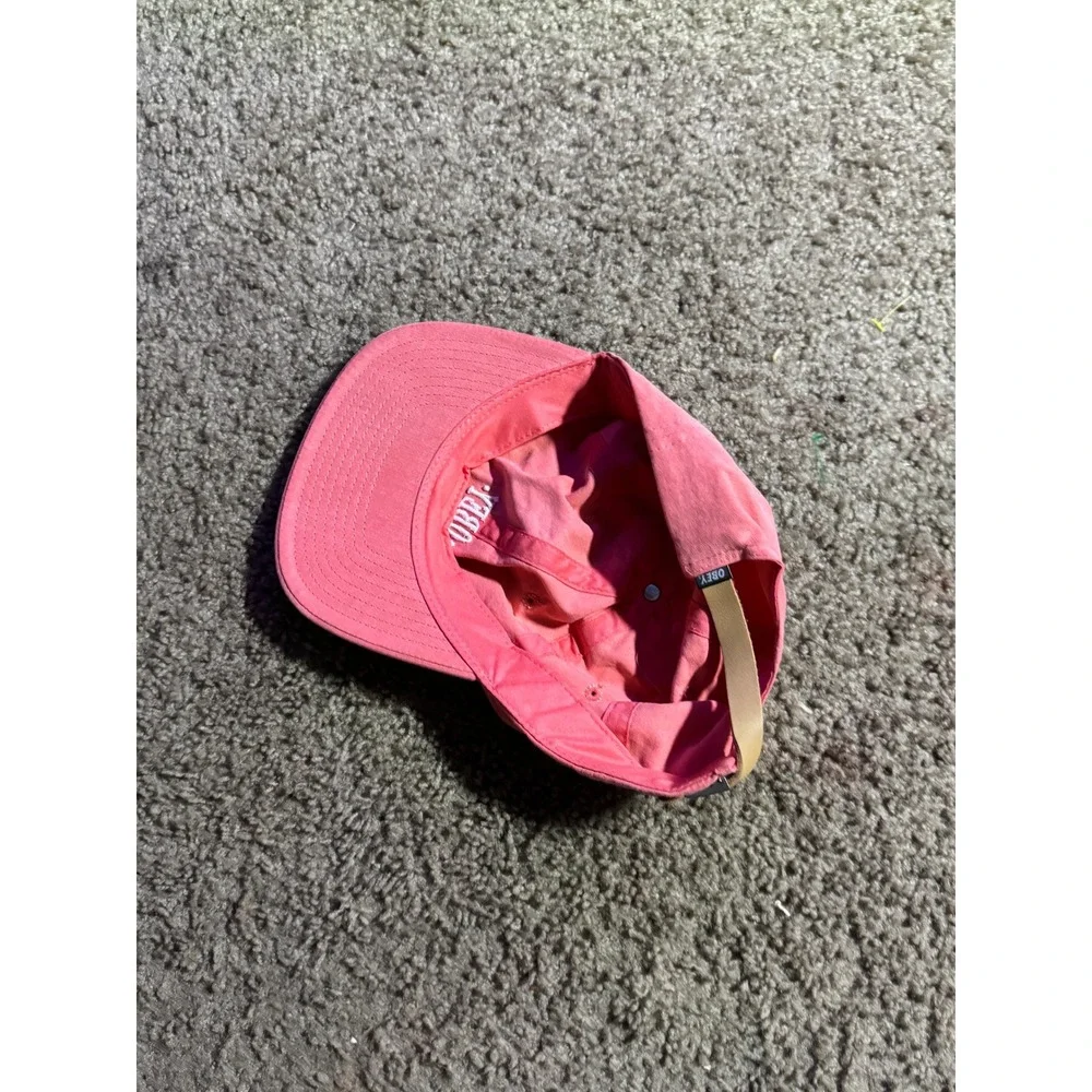 Obey Propaganda Salmon Pink Coral Dad Hat Adjustable Leather Strapback Cap